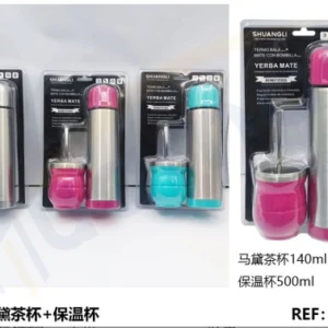 Keep Set Termo Bala rosado y azul 500ml + Mate Con Bombilla 230ml